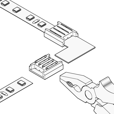 Коннектор прокалывающий Geniled 4pin для L-образного жесткого соединения светодиодной ленты RGB 10мм (2шт) в России
